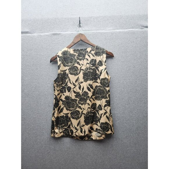 Talbots Womens Sleeveless Floral Print Blouse Size 6 Beige & Black Polyester Ble - Picture 6 of 6